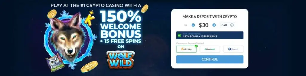 Punt Casino Crypto Bonus Screenshot