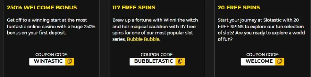 Slotastic Welcome Bonuses