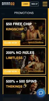 Brango Casino promos screenshot