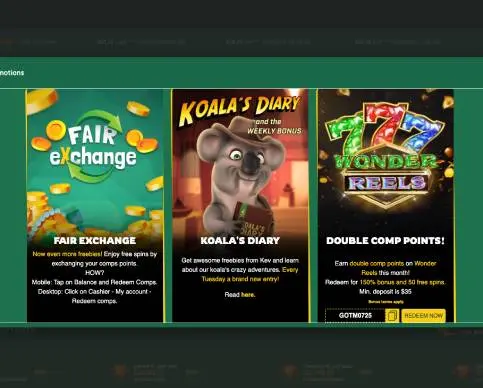 Fair Go Casino promotions desktop screenshot