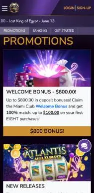Miami Club Casino promotions screenshot
