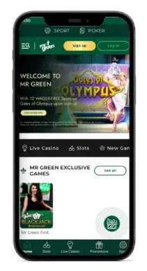 Mr Green mobile casino screenshot