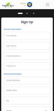 Raging Bull Casino registration screenshot