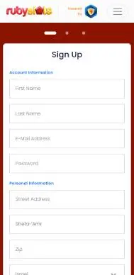 Ruby Slots Casino signup screenshot