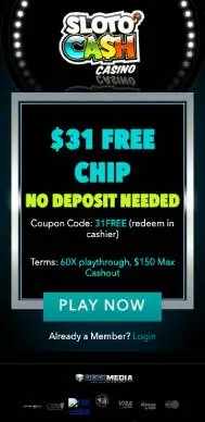 SlotoCash Casino no deposit bonus screenshot