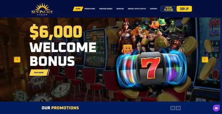 Sun Palace Casino home page screenshot