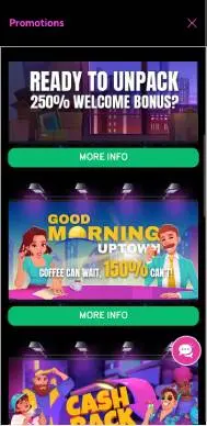 Uptown Aces Casino promotions screenshot
