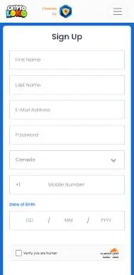 Crypto Loko Casino sign up screenshot