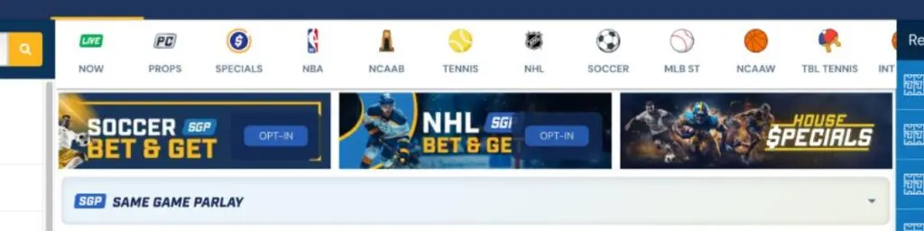 Bet Rivers Sportsbook Screenshot