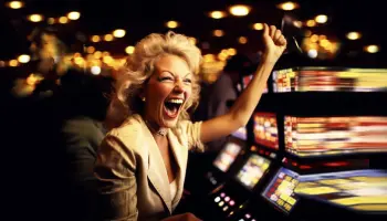 Happy and Excited woman at Casino image