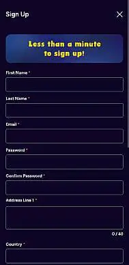 Goat Spins Casino sign up screenshot