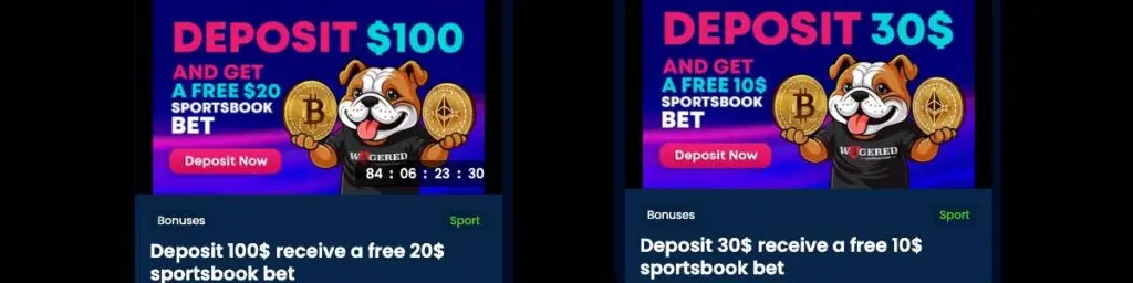 Wagered Casino Sports Bonuses Screenshot