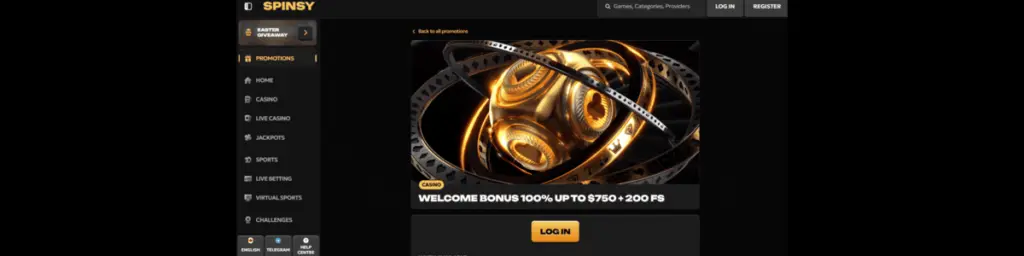 Spinsy Welcome Bonus
