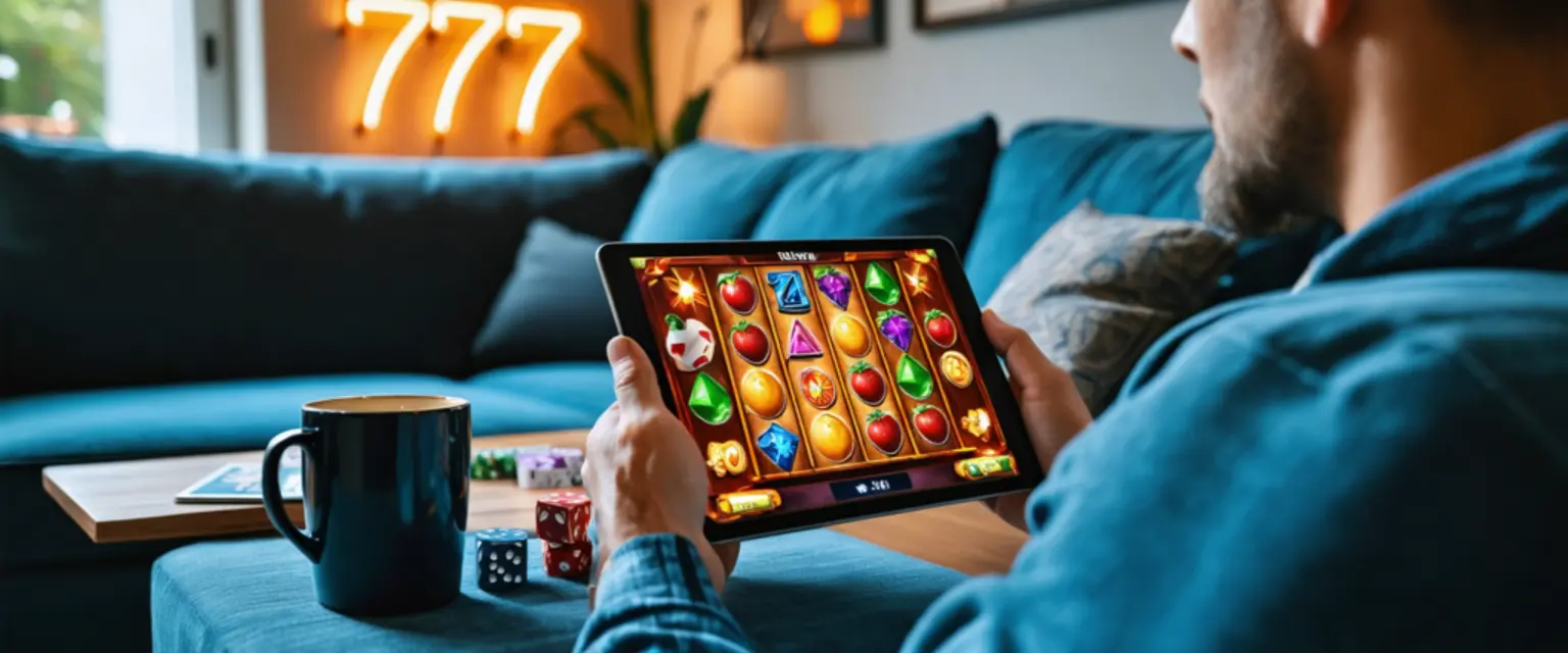 Slot game screen for Rapid Gems 777 by TaDa Gaming, featuring a colorful 3x3 grid with classic retro symbols.