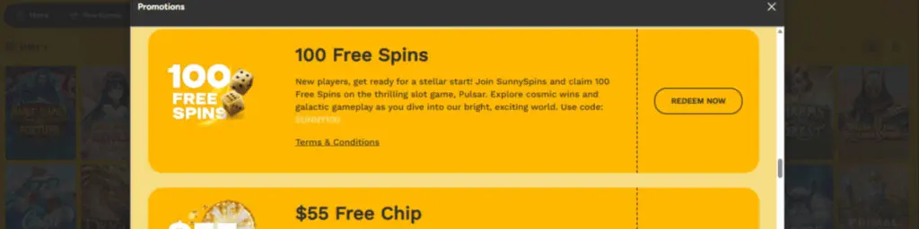 SunnySpins No Deposit Bonus