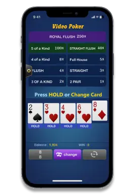Video Poker TaDa mobile display