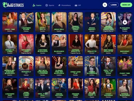 Chillestakes Casino ive dealer games screenshot
