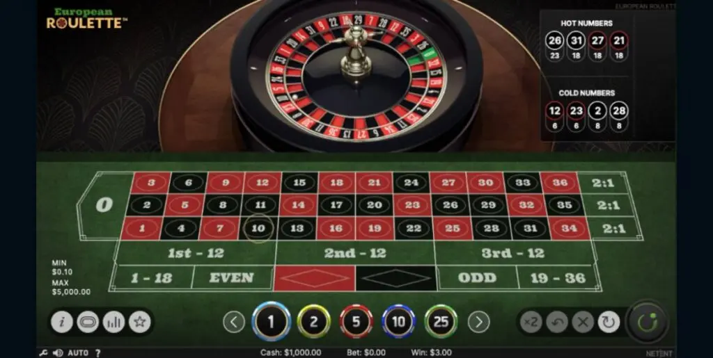European Roulette Netent screenshot