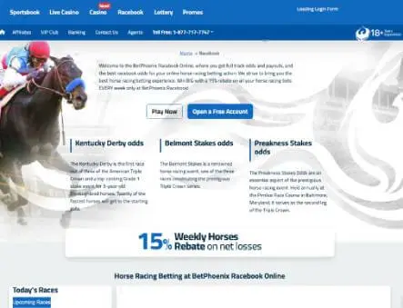 BetPhoenix Casino and Sportsbook horse racing screenshot