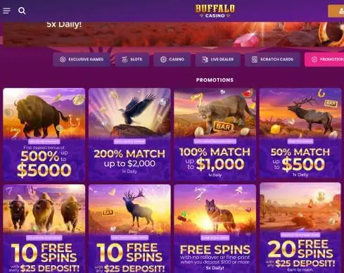 Buffalo Casino promotions screenshot