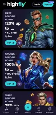 Highflybet Casino promotions screenshot