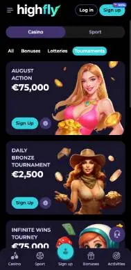 Highflybet Casino tournaments screenshot