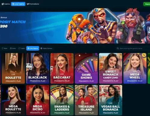 Luckiest Casino live casino games screenshot