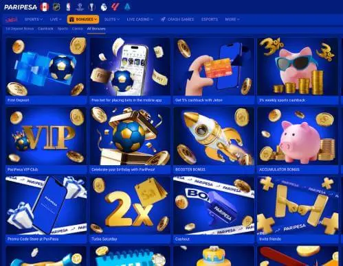 Paripesa Casino promotions screenshot