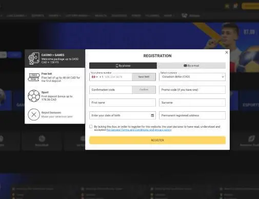 Betandyou registration screenshot
