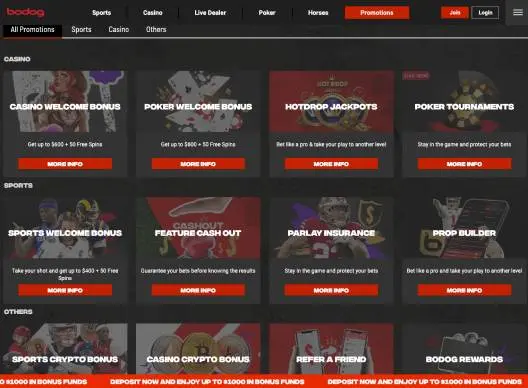 Bodog Casino promotions screenshot