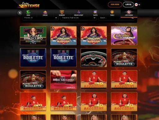 Casino Intense live games screenshot