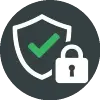 Casino security icon showing a shield with checkmark and padlock.