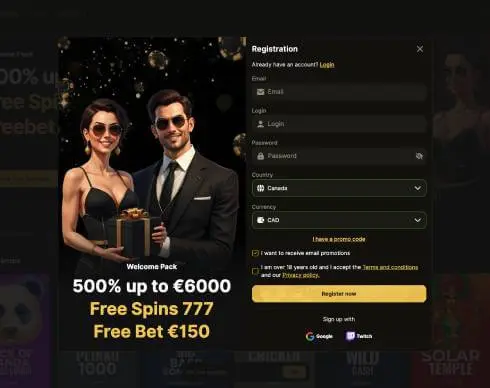 Dreamplay.bet Casino registration screenshot
