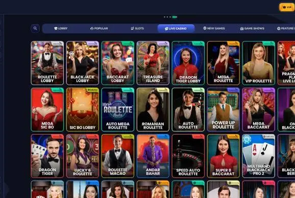 Flush Casino live casino games screenshot