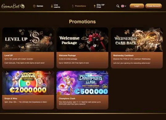 GemoBet Casino promotions screenshot