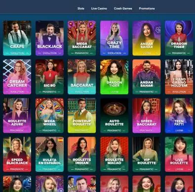 Jazz Casino live games screenshot