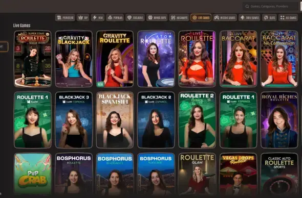 Neon54 Casino live casino screenshot