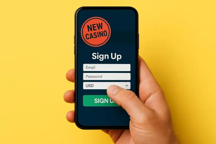 A mobile phone screen displaying a quick and simple registration form for an enhanced user experience at a new online casino.