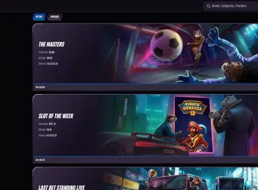 Winrolla Casino slot tournaments screenshot