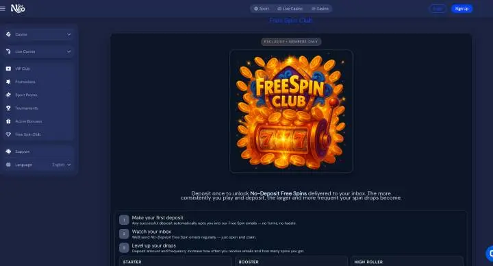 NeoSlot Casino free spins screenshot