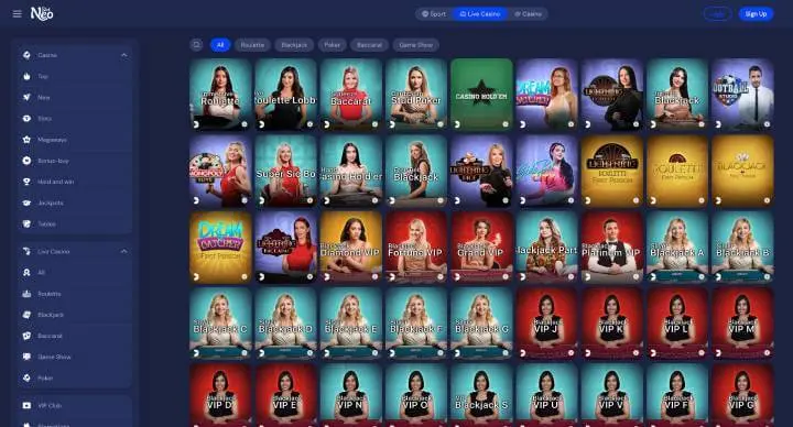 NeoSlot Casino live games screenshot
